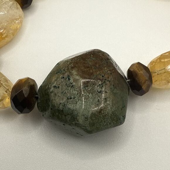 Silpada Gemstone Bracelet Sterling Silver Turquoise Quartz Tigers Eye 6.5” - Picture 3 of 7